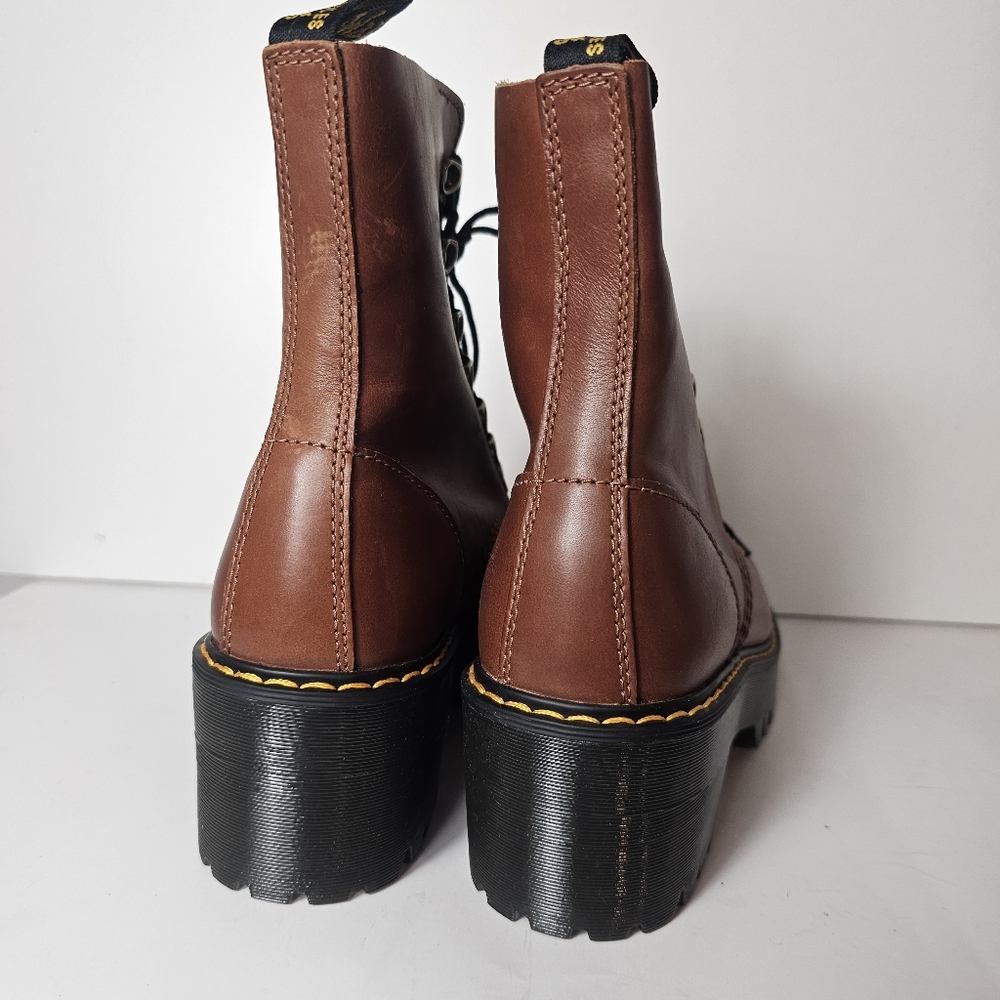 NWT Dr. Martens Leona Brown Lace UP Combat Boot Size 7 - Picture 6 of 12